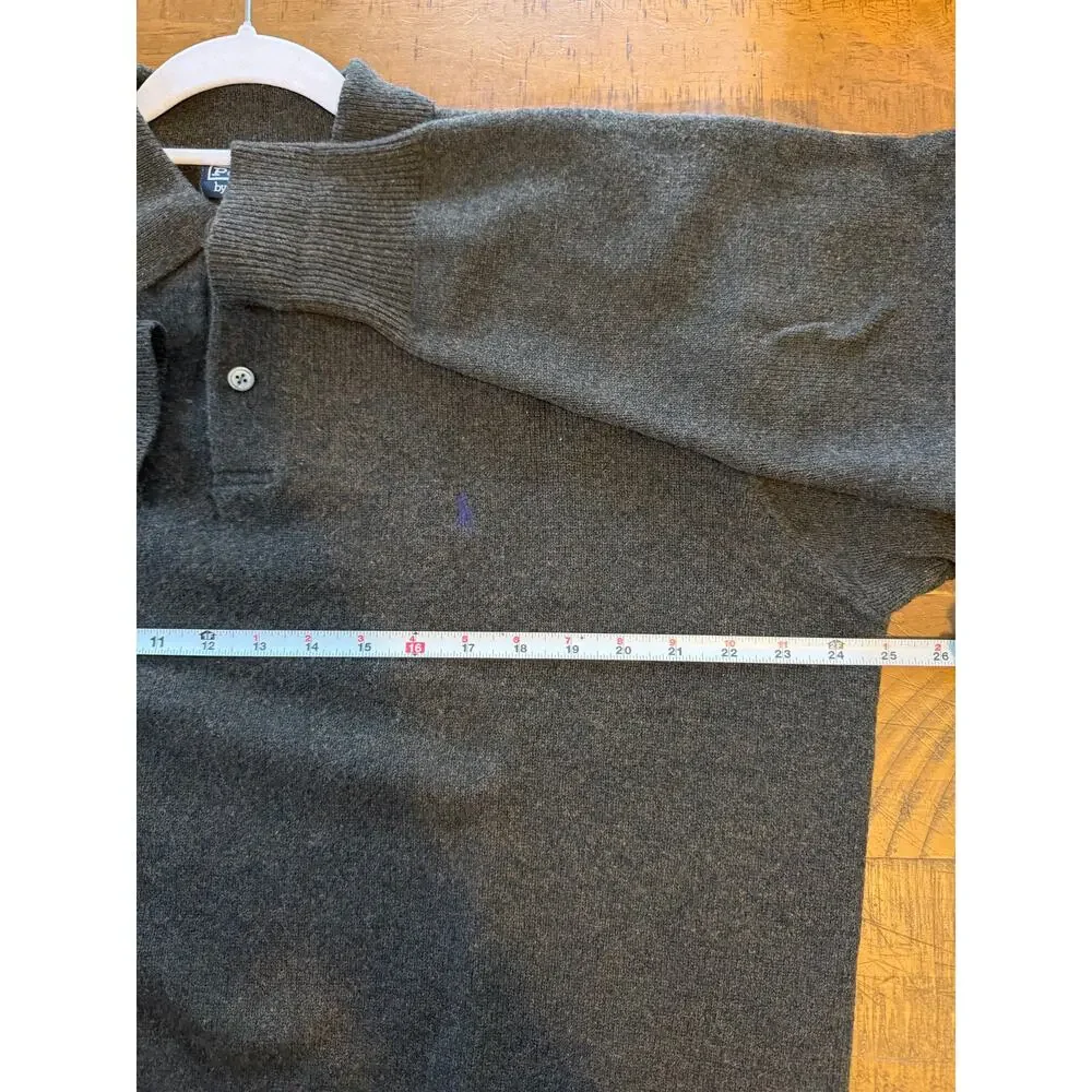 Vintage Polo Ralph Lauren Sweater Mens Large Green Lambswool Knit Collared 90s